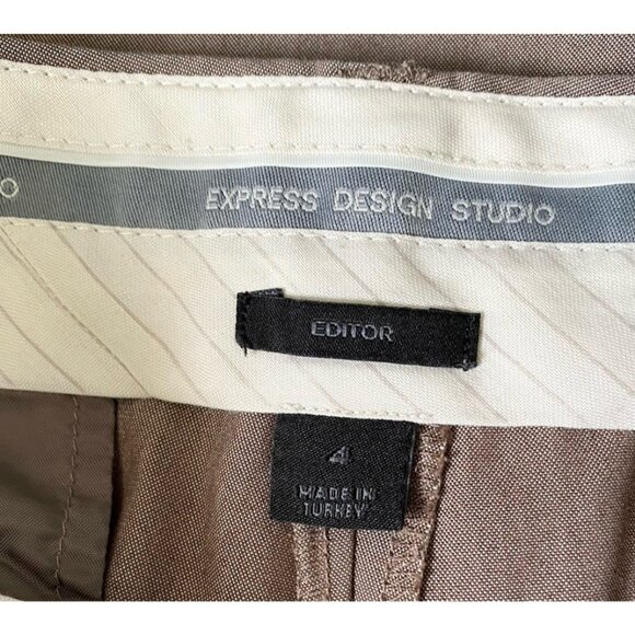 Express Womens Editor Beige Striped Dress Pants Wide Leg Size 4 Career Casual - Picture 4 of 6